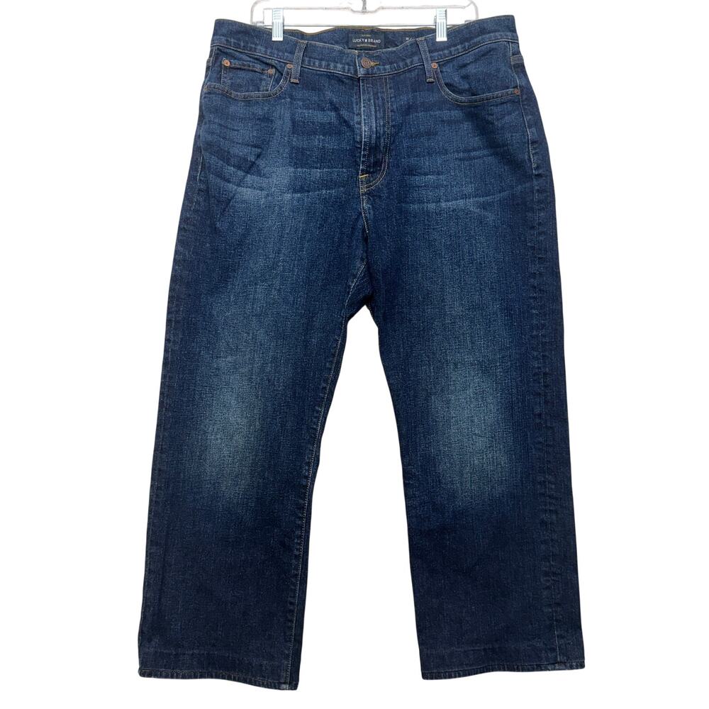 Lucky Brand 181 Relaxed Straight Jeans Mens 36x32 Dark Wash Stretch Denim Loose